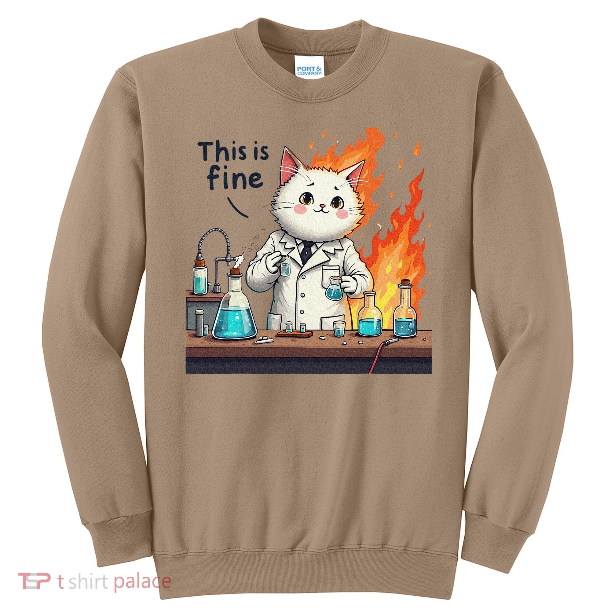 Chemistry Cat Meme This Is Fine Medical Lab Tech Lab Science Sweatshirt