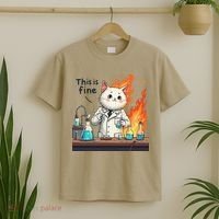 Chemistry Cat Meme This Is Fine Medical Lab Tech Lab Science T-Shirt thumb 2
