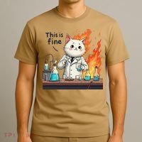 Chemistry Cat Meme This Is Fine Medical Lab Tech Lab Science T-Shirt thumb 3