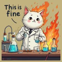 Chemistry Cat Meme This Is Fine Medical Lab Tech Lab Science T-Shirt thumb 7