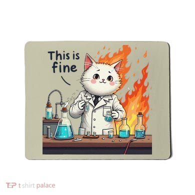 Chemistry Cat Meme This Is Fine Medical Lab Tech Lab Science Mousepad