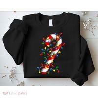 Candy Cane Merry And Bright Christmas Lights Candy Family Sweatshirt thumb 2