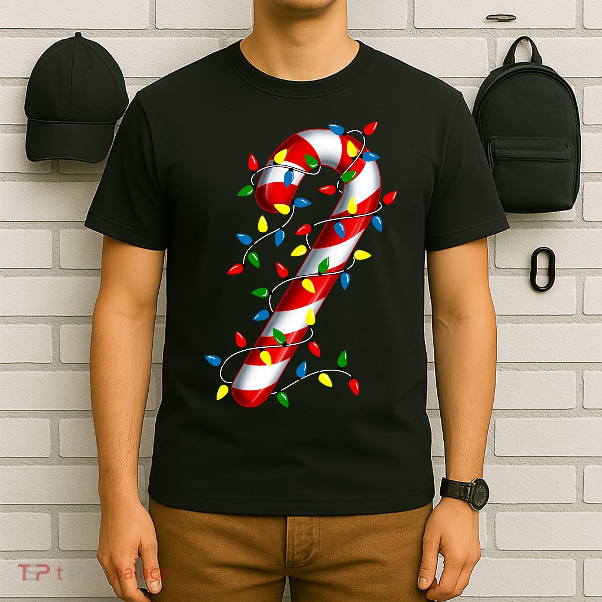Candy Cane Merry And Bright Christmas Lights Candy Family T-Shirt