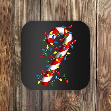 Candy Cane Merry And Bright Christmas Lights Candy Family Coaster