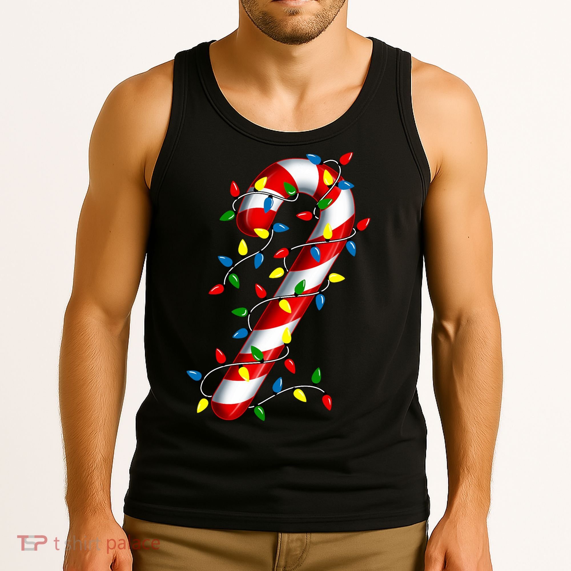 Candy Cane Merry And Bright Christmas Lights Candy Family Tank Top