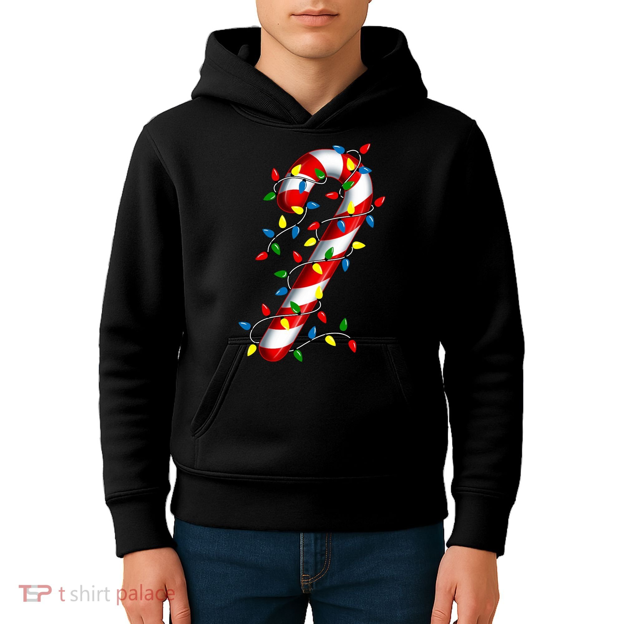 Candy Cane Merry And Bright Christmas Lights Candy Family Kids Hoodie