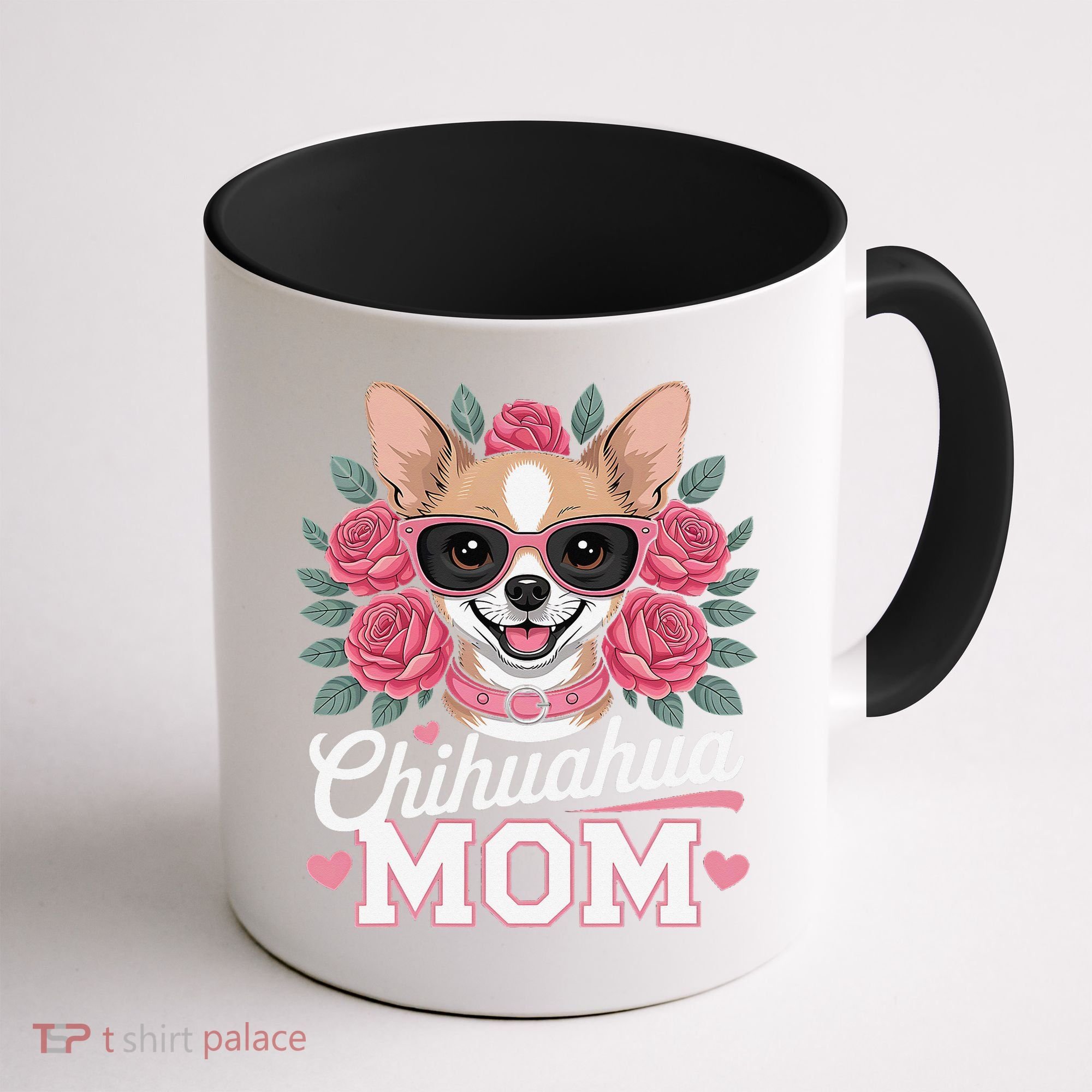 Cute Chihuahua Mom Sunglasses Flower For Chihuahua Owner Coffee Mug