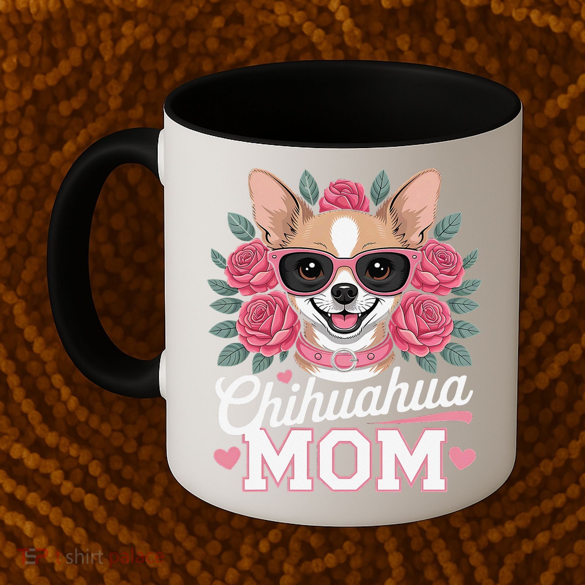 Cute Chihuahua Mom Sunglasses Flower For Chihuahua Owner Coffee Mug
