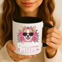 Cute Chihuahua Mom Sunglasses Flower For Chihuahua Owner Coffee Mug thumb 3