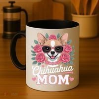 Cute Chihuahua Mom Sunglasses Flower For Chihuahua Owner Coffee Mug thumb 4