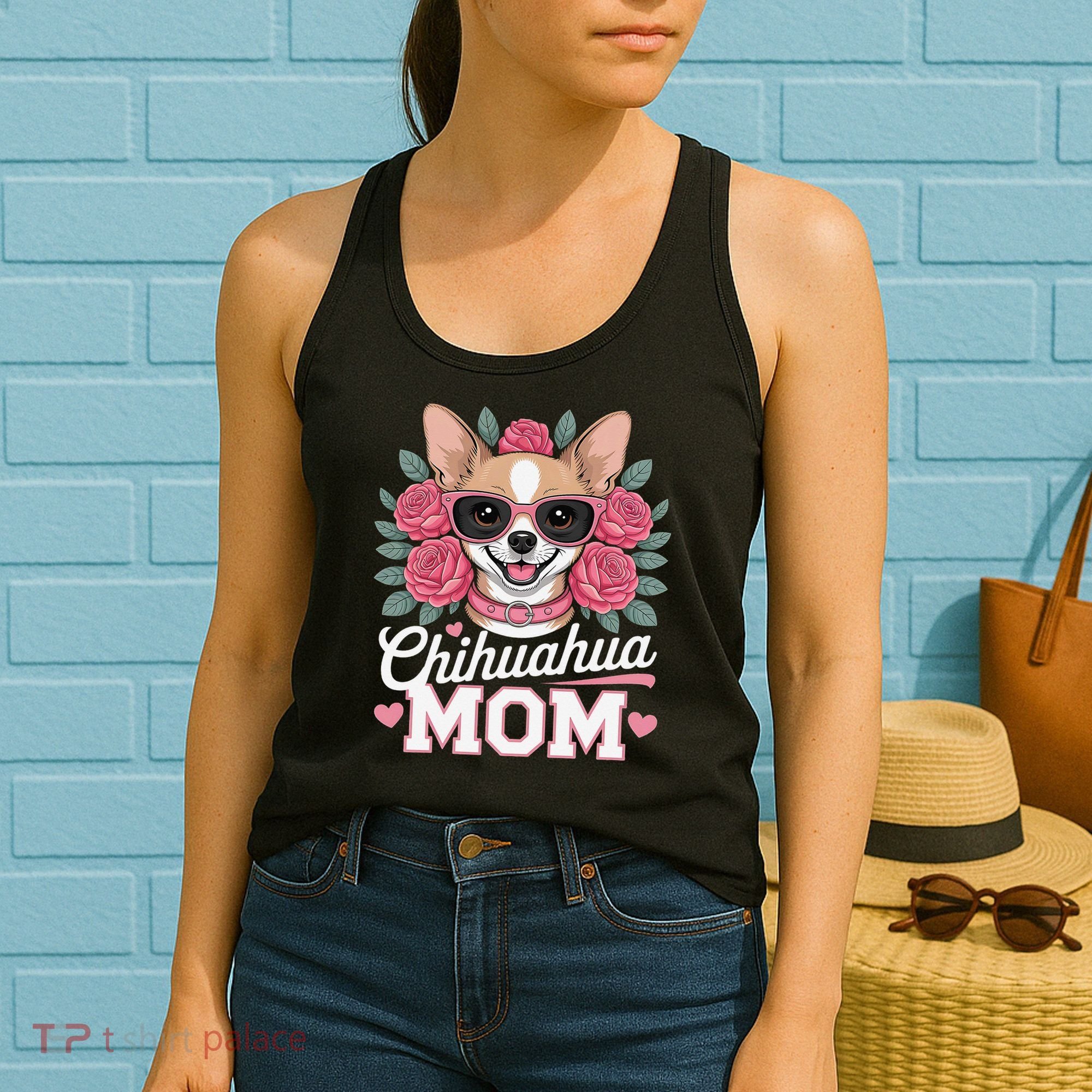 Cute Chihuahua Mom Sunglasses Flower For Chihuahua Owner Women's Tank Top