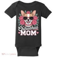 Cute Chihuahua Mom Sunglasses Flower For Chihuahua Owner Baby Bodysuit thumb 0