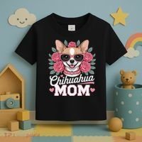 Cute Chihuahua Mom Sunglasses Flower For Chihuahua Owner Toddler T-Shirt thumb 3