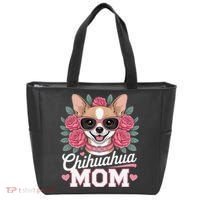 Cute Chihuahua Mom Sunglasses Flower For Chihuahua Owner Tote Bag thumb 0