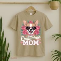 Cute Chihuahua Mom Sunglasses Flower For Chihuahua Owner T-Shirt thumb 2