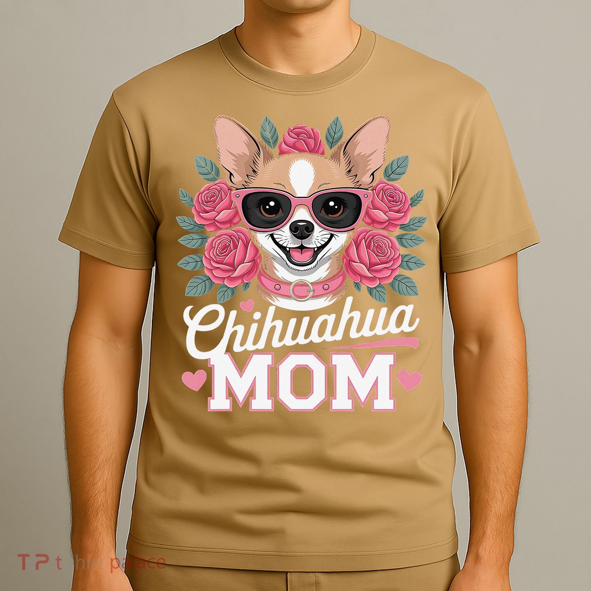 Cute Chihuahua Mom Sunglasses Flower For Chihuahua Owner T-Shirt