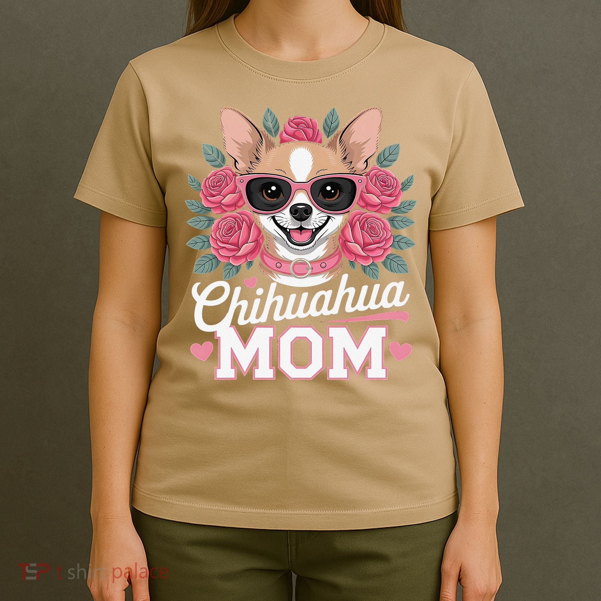 Cute Chihuahua Mom Sunglasses Flower For Chihuahua Owner T-Shirt