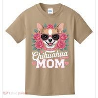 Cute Chihuahua Mom Sunglasses Flower For Chihuahua Owner Kids T-Shirt thumb 0