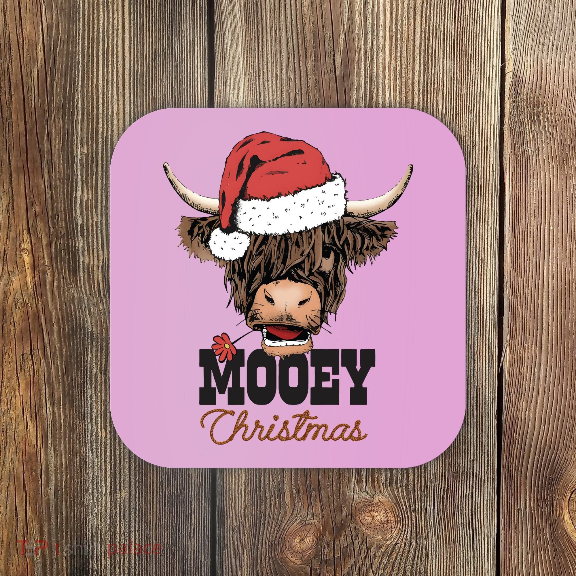Christmas Cow Mooey Christmas Cute Cow Coaster