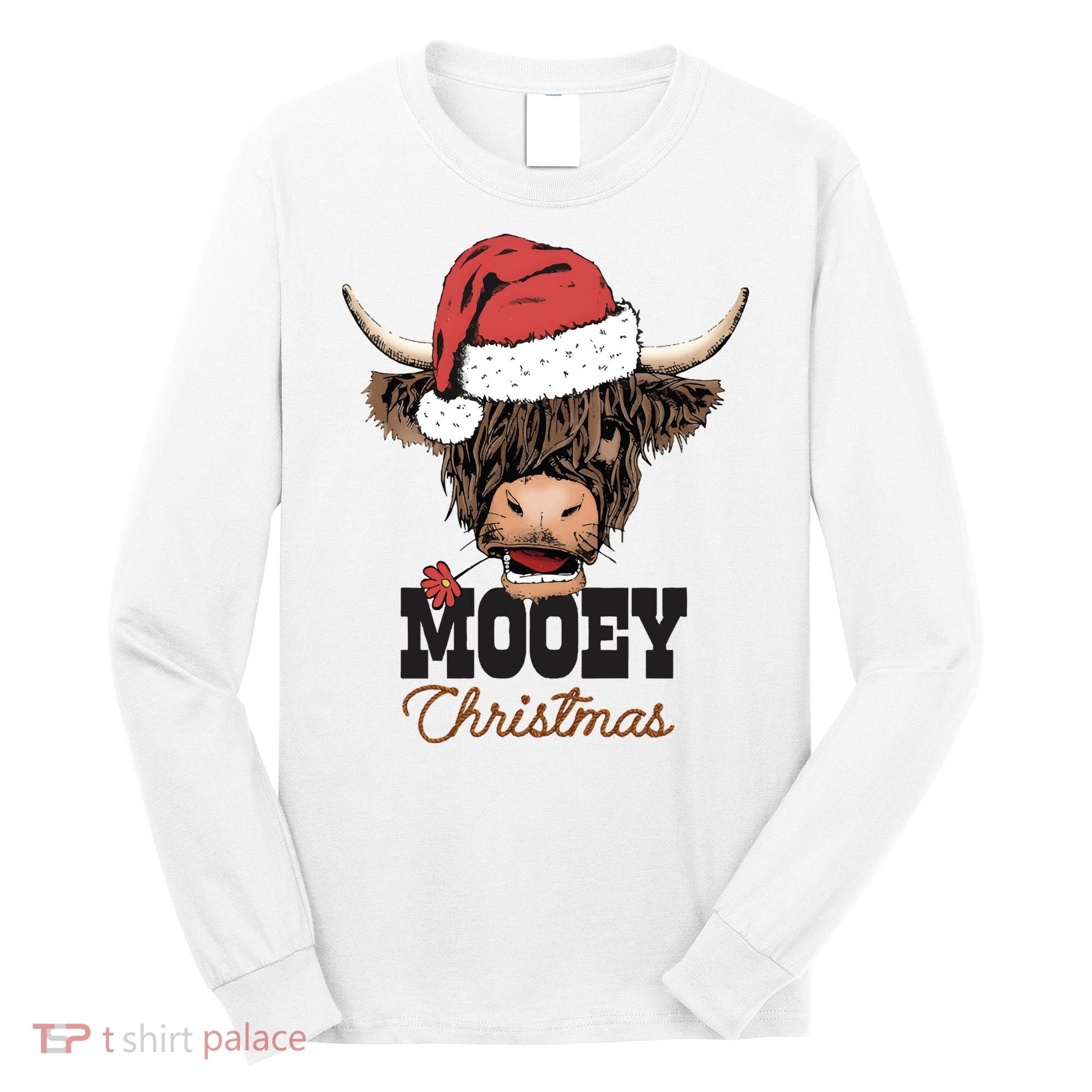 Christmas Cow Mooey Christmas Cute Cow Long Sleeve Shirt