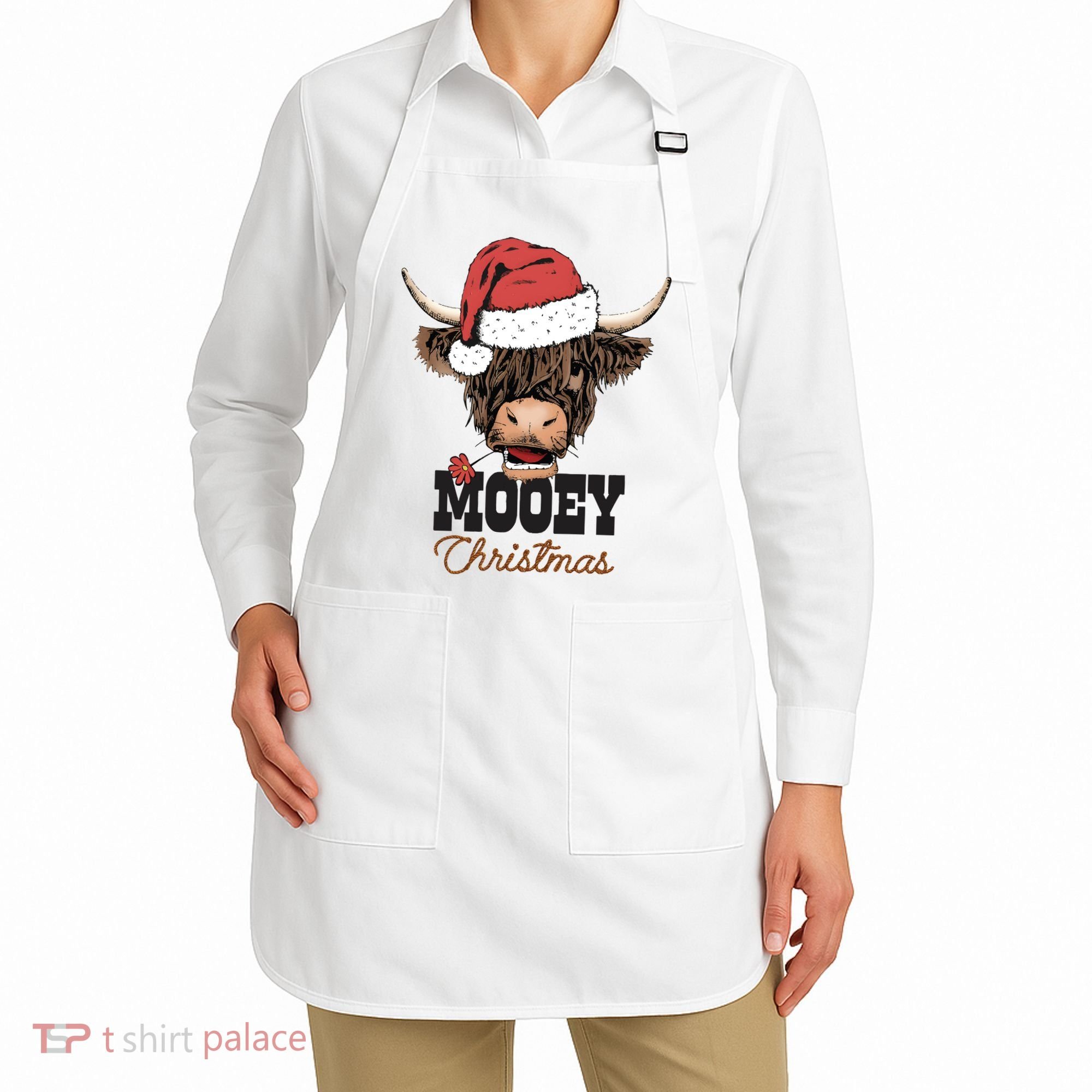 Christmas Cow Mooey Christmas Cute Cow Apron