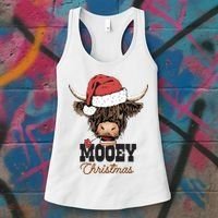 Christmas Cow Mooey Christmas Cute Cow Women's Tank Top thumb 3