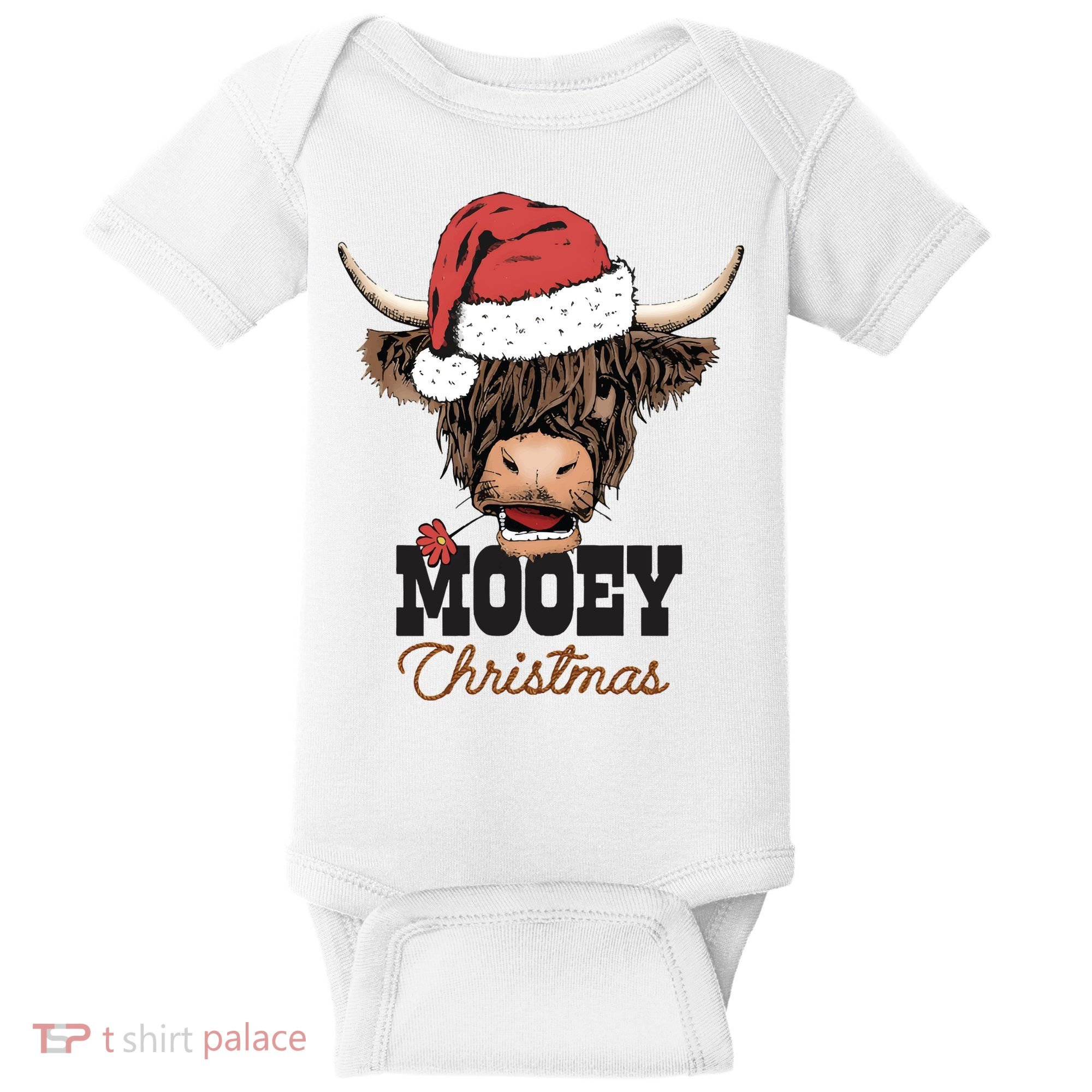Christmas Cow Mooey Christmas Cute Cow Baby Bodysuit