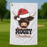 Christmas Cow Mooey Christmas Cute Cow Golf Towel thumb 1