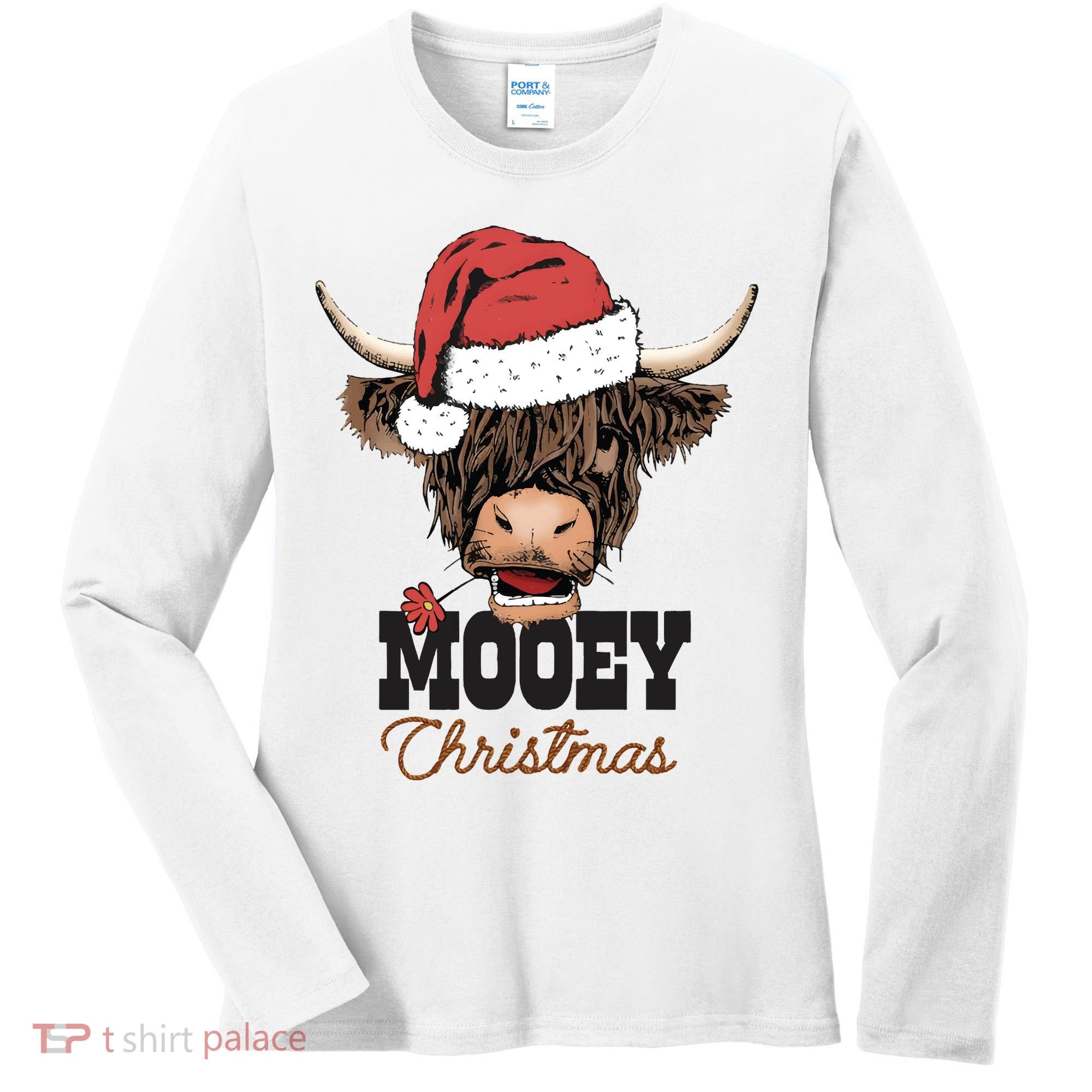 Christmas Cow Mooey Christmas Cute Cow Women's Long Sleeve Shirt