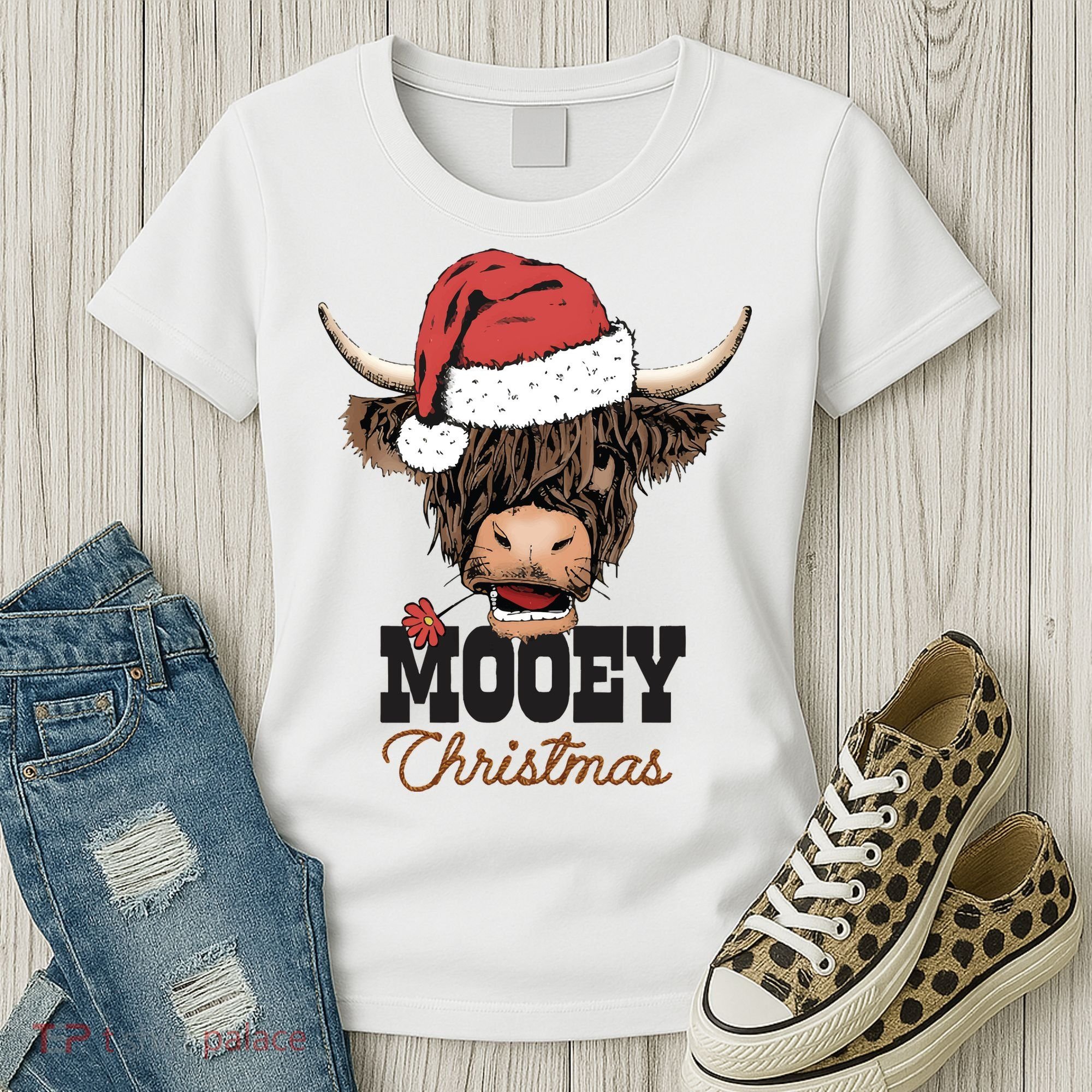 Christmas Cow Mooey Christmas Cute Cow Women's T-Shirt