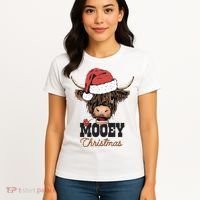 Christmas Cow Mooey Christmas Cute Cow Women's T-Shirt thumb 4