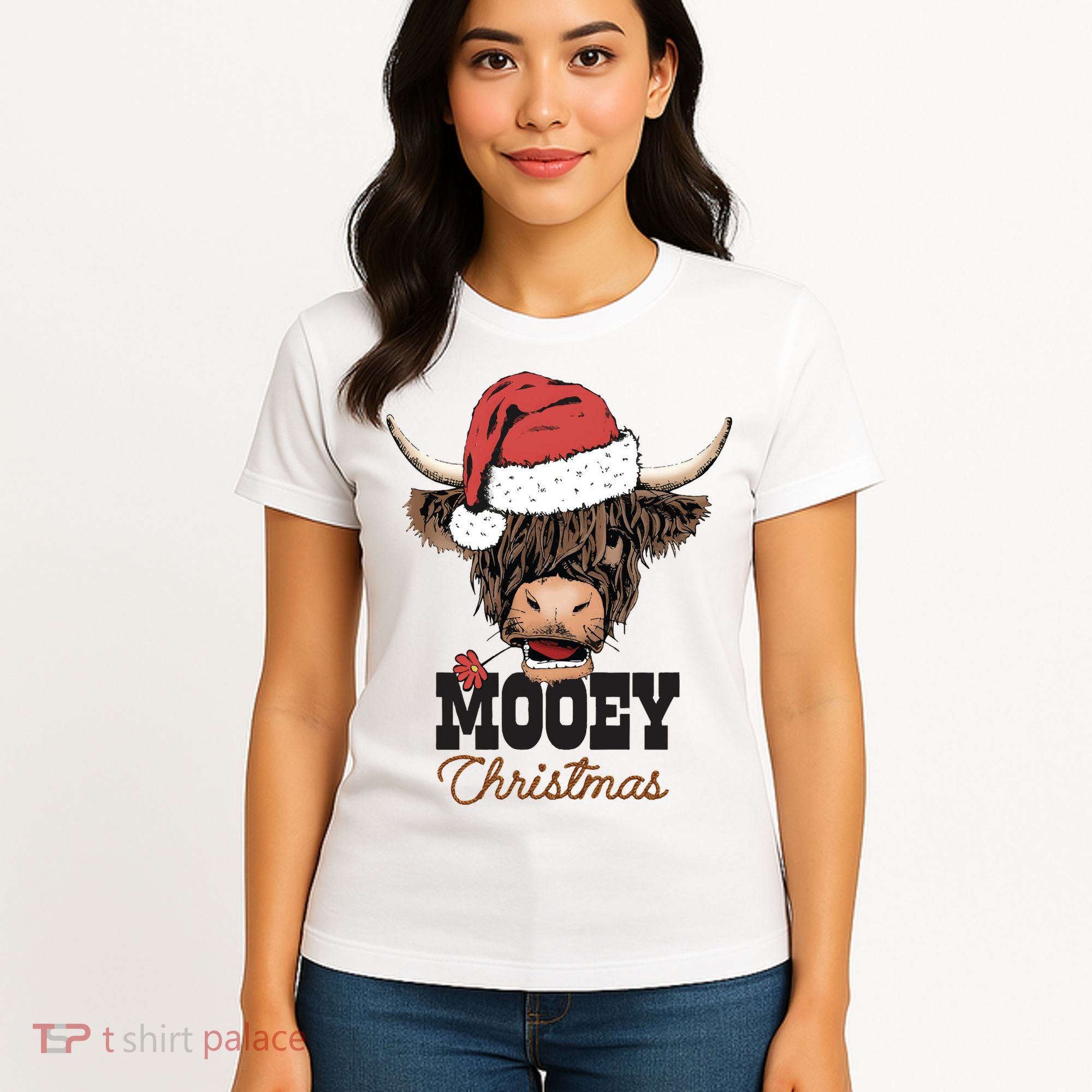 Christmas Cow Mooey Christmas Cute Cow Women's T-Shirt