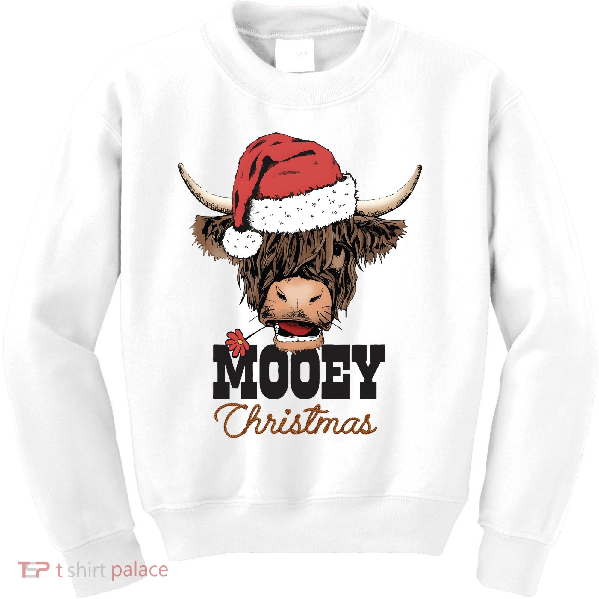 Christmas Cow Mooey Christmas Cute Cow Kids Sweatshirt