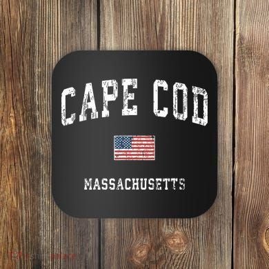 Cape Cod Massachusetts Ma Vintage American Flag Sports Coaster