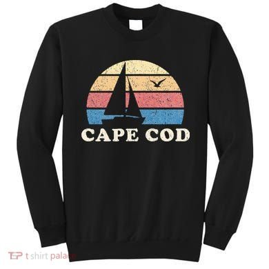 Cape Cod MA Vintage Sailboat 70s Throwback Sunset Sweatshirt