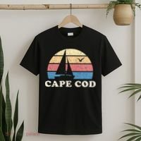 Cape Cod MA Vintage Sailboat 70s Throwback Sunset T-Shirt thumb 2
