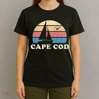 Cape Cod MA Vintage Sailboat 70s Throwback Sunset T-Shirt thumb 4