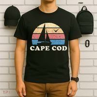 Cape Cod MA Vintage Sailboat 70s Throwback Sunset T-Shirt thumb 6