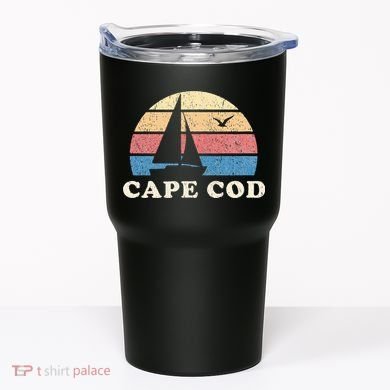 Cape Cod MA Vintage Sailboat 70s Throwback Sunset Tumbler