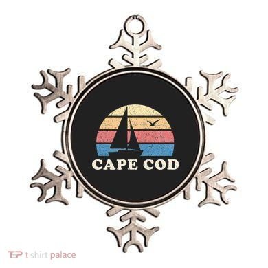 Cape Cod MA Vintage Sailboat 70s Throwback Sunset Ornament