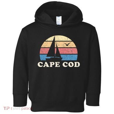 Cape Cod MA Vintage Sailboat 70s Throwback Sunset Toddler Hoodie