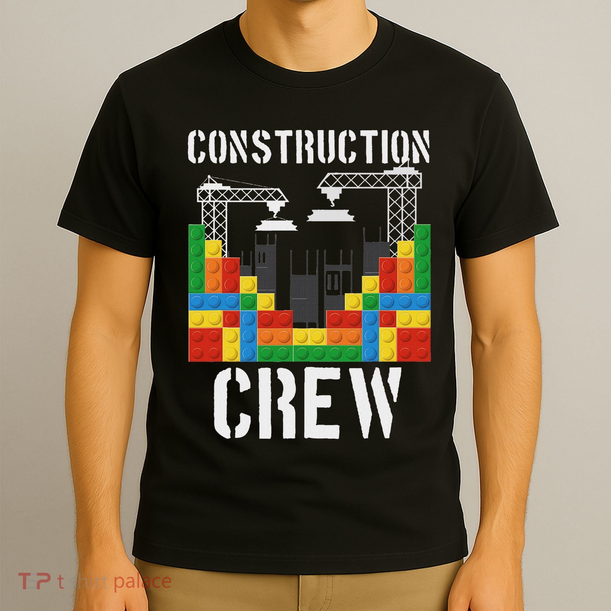 Construction Crew Master Builder Bricklayer Building Blocks T-Shirt