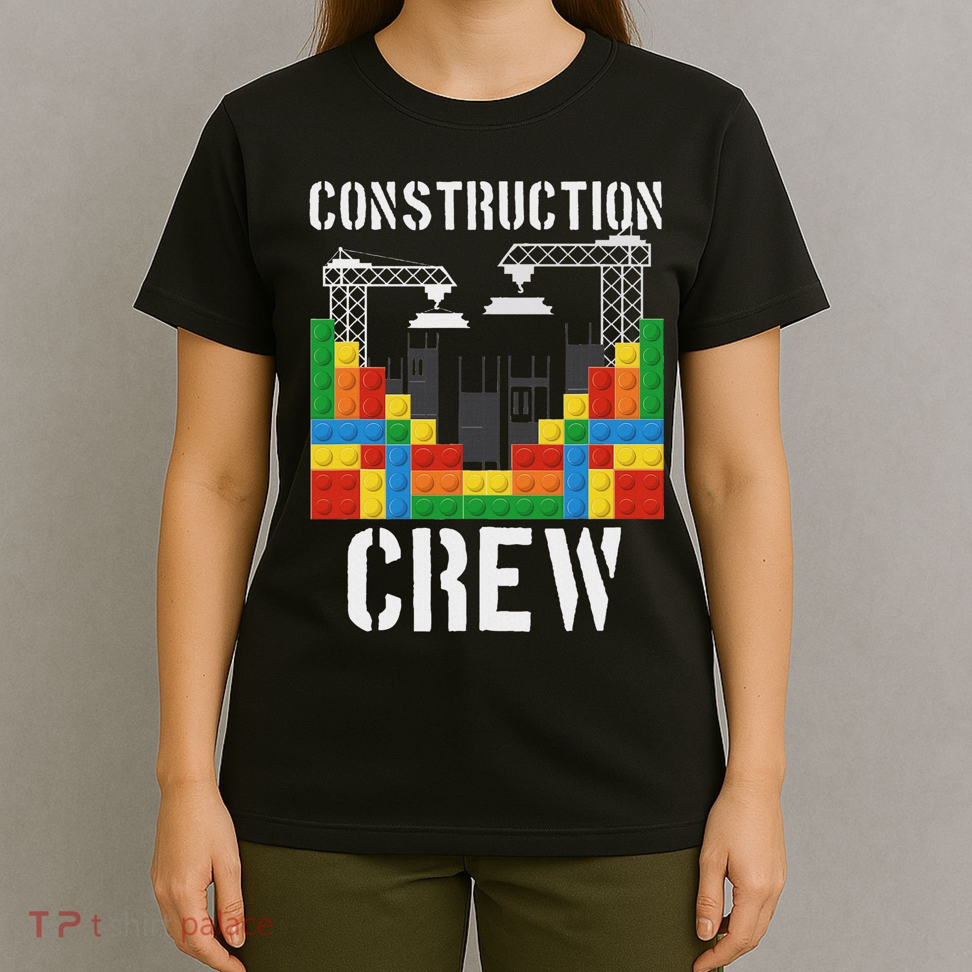 Construction Crew Master Builder Bricklayer Building Blocks T-Shirt