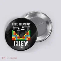 Construction Crew Master Builder Bricklayer Building Blocks Button thumb 0