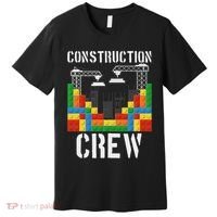 Construction Crew Master Builder Bricklayer Building Blocks Premium T-Shirt thumb 0