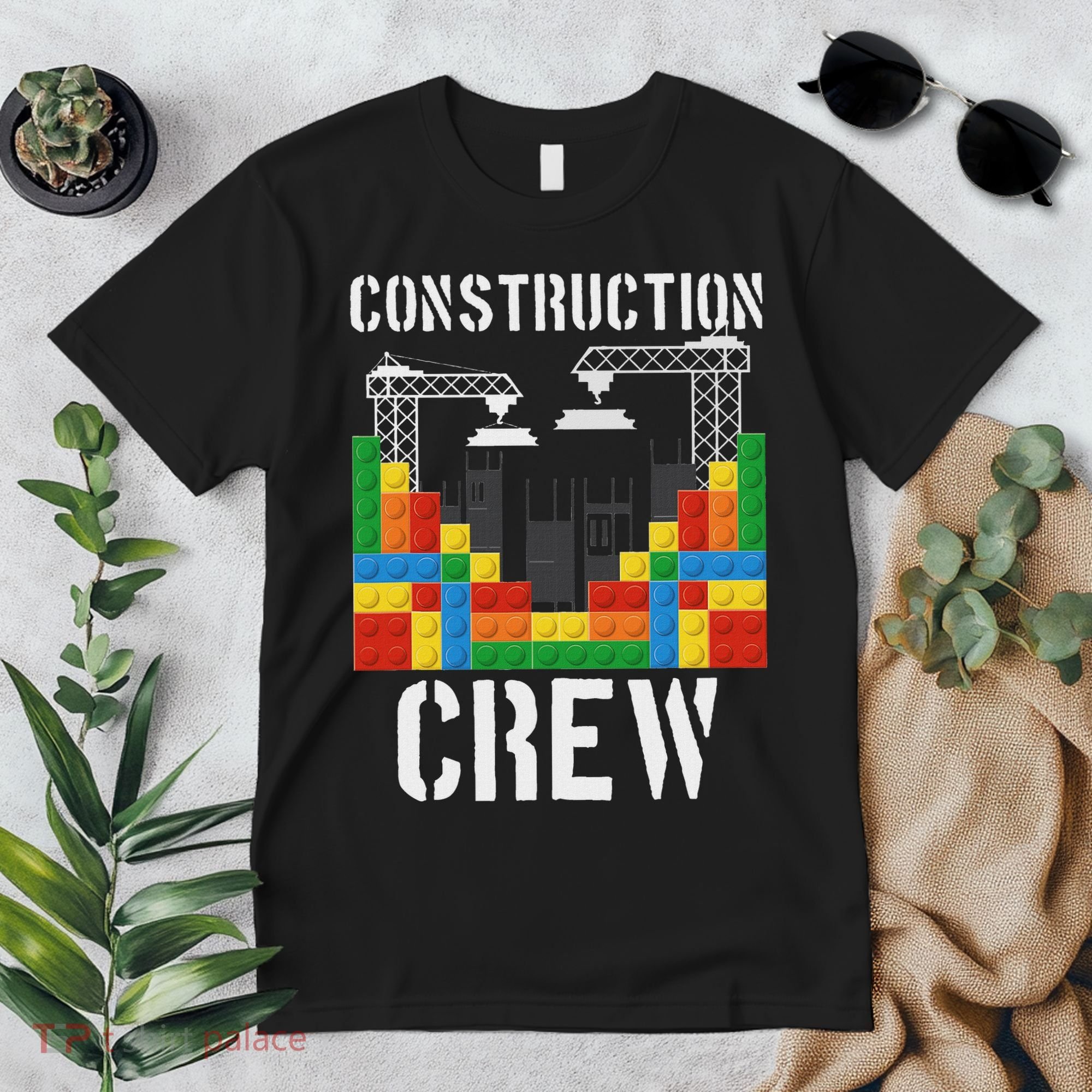 Construction Crew Master Builder Bricklayer Building Blocks Premium T-Shirt