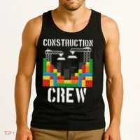 Construction Crew Master Builder Bricklayer Building Blocks Tank Top thumb 3