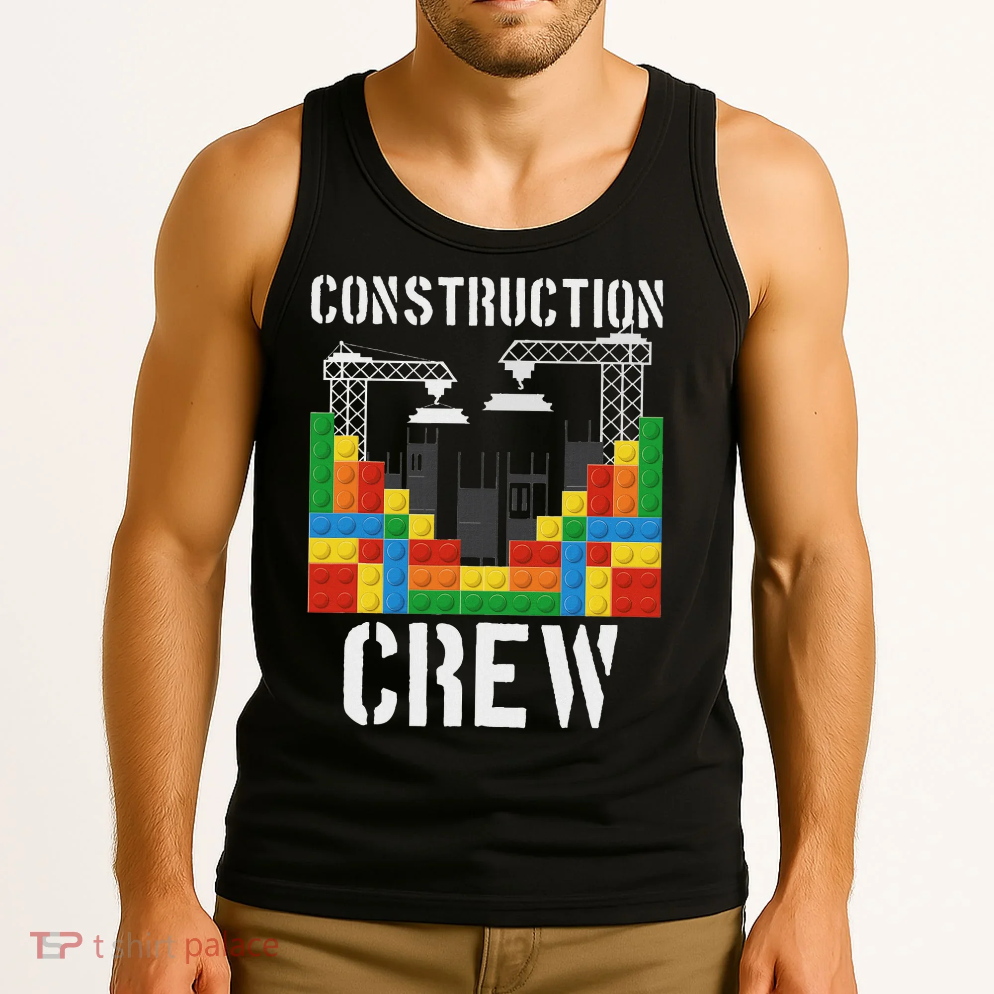 Construction Crew Master Builder Bricklayer Building Blocks Tank Top