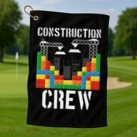 Construction Crew Master Builder Bricklayer Building Blocks Golf Towel thumb 1