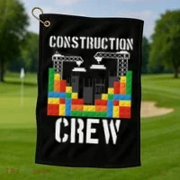 Construction Crew Master Builder Bricklayer Building Blocks Golf Towel thumb 1